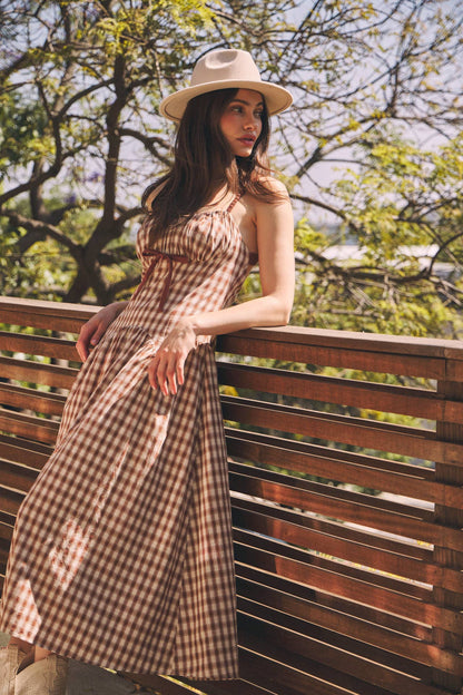 Daphne plaid midi dress