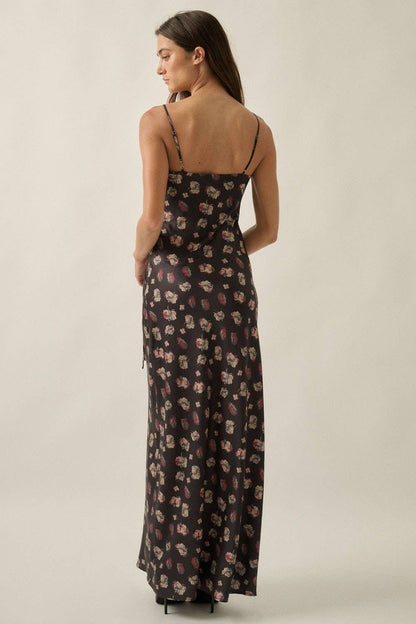 Meadow Floral Satin Tie Maxi Dress