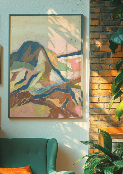 Jewel Tones Mountain Southwest Abstract Art Print