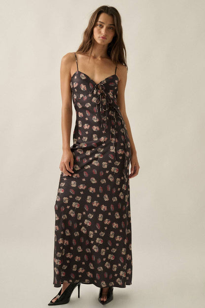 Meadow Floral Satin Tie Maxi Dress
