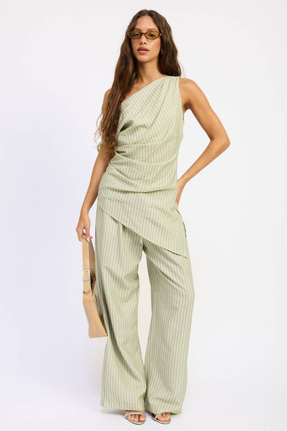 Wide Leg Pinstripe Pants