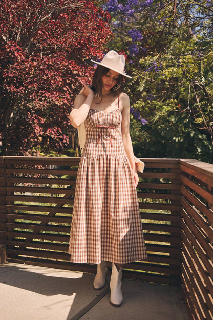 Daphne plaid midi dress