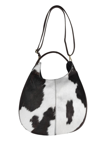 Shoulder bag in pony hair and leather
