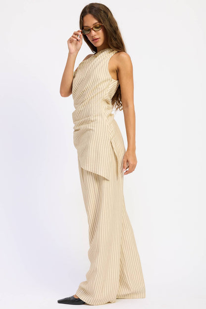 Wide Leg Pinstripe Pants