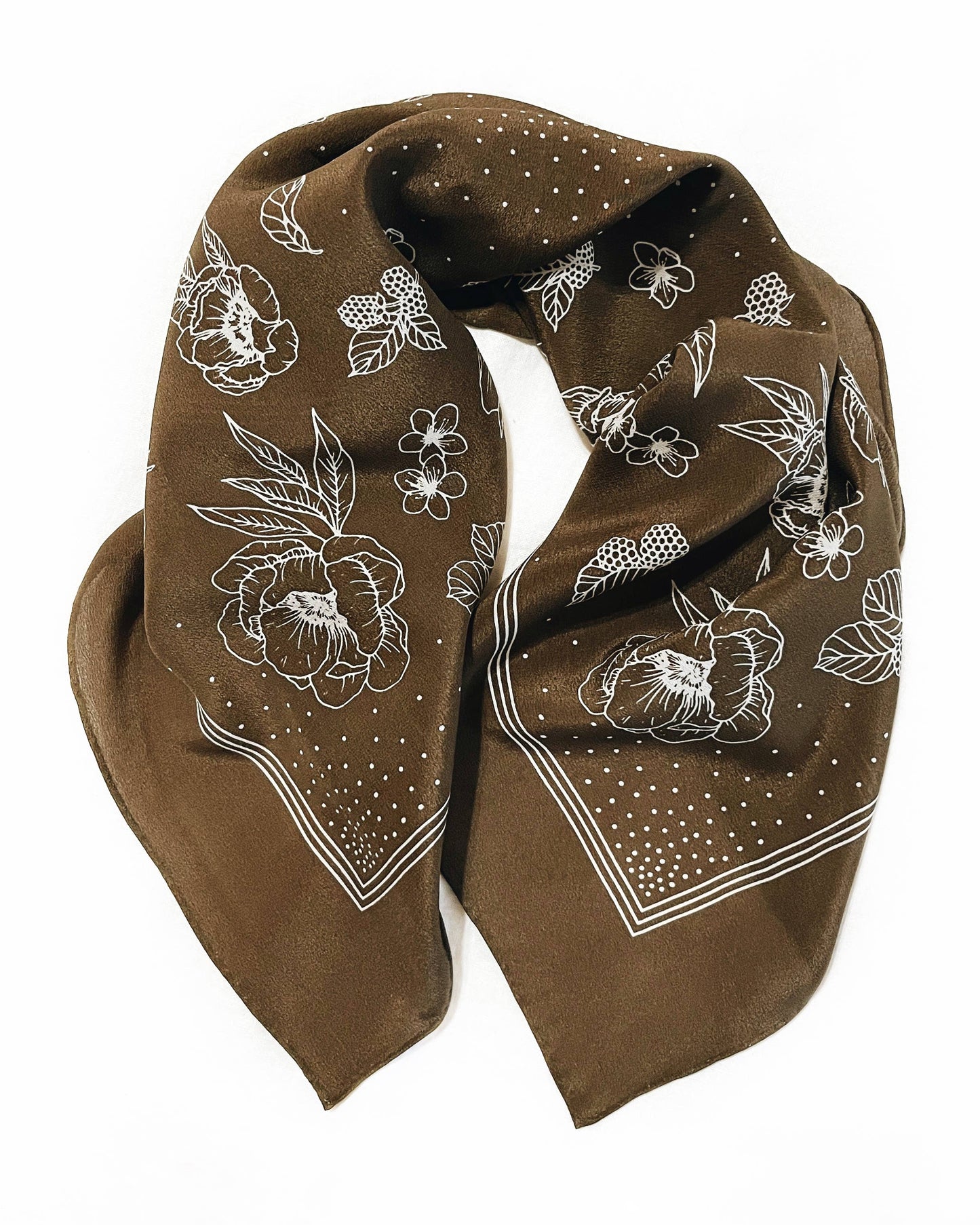 Flora West Olive Silk Scarf