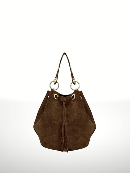 Arlecchino Suede Leather Bucket Bag