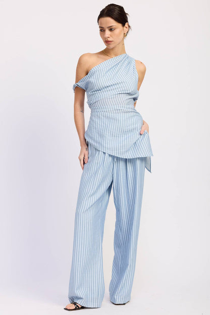 Wide Leg Pinstripe Pants
