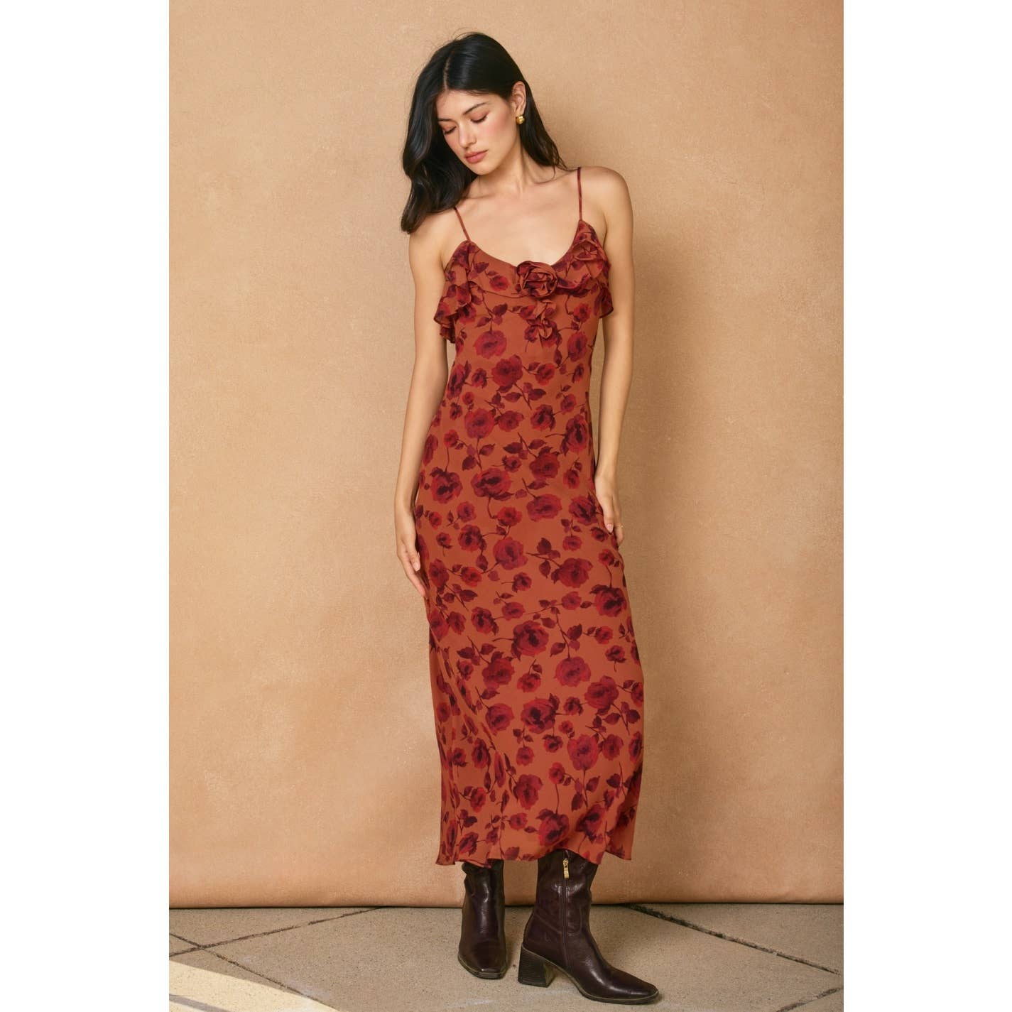 Canyon Still Rosette Detail Maxi Dress