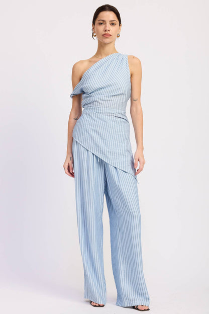 Wide Leg Pinstripe Pants
