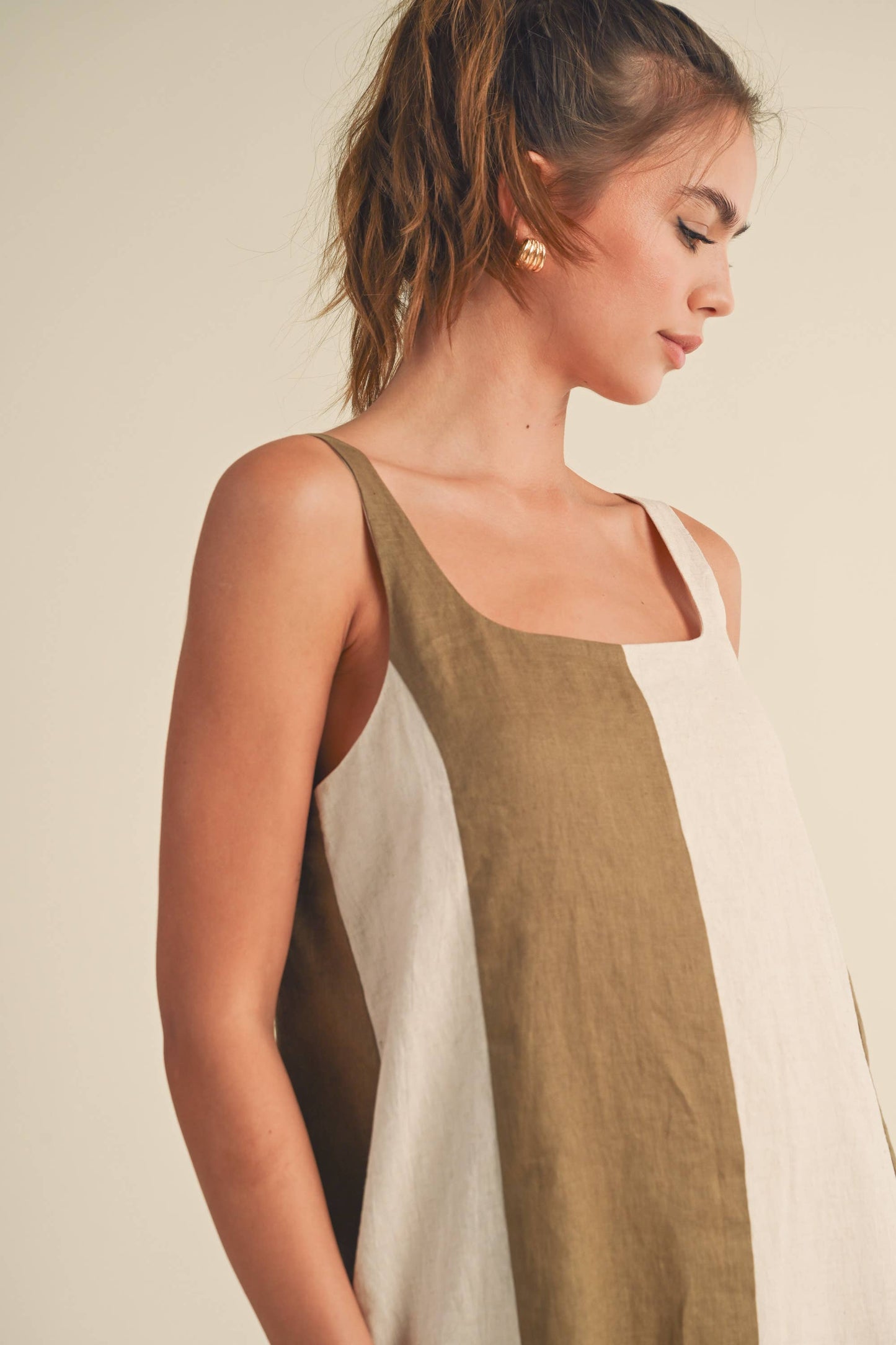 Louise striped linen mini dress
