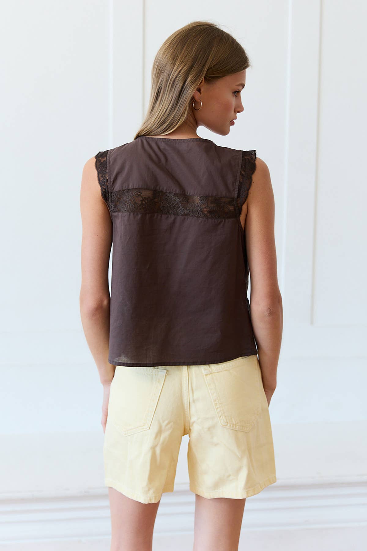 Jamie Lace Trim Tie-Front Top