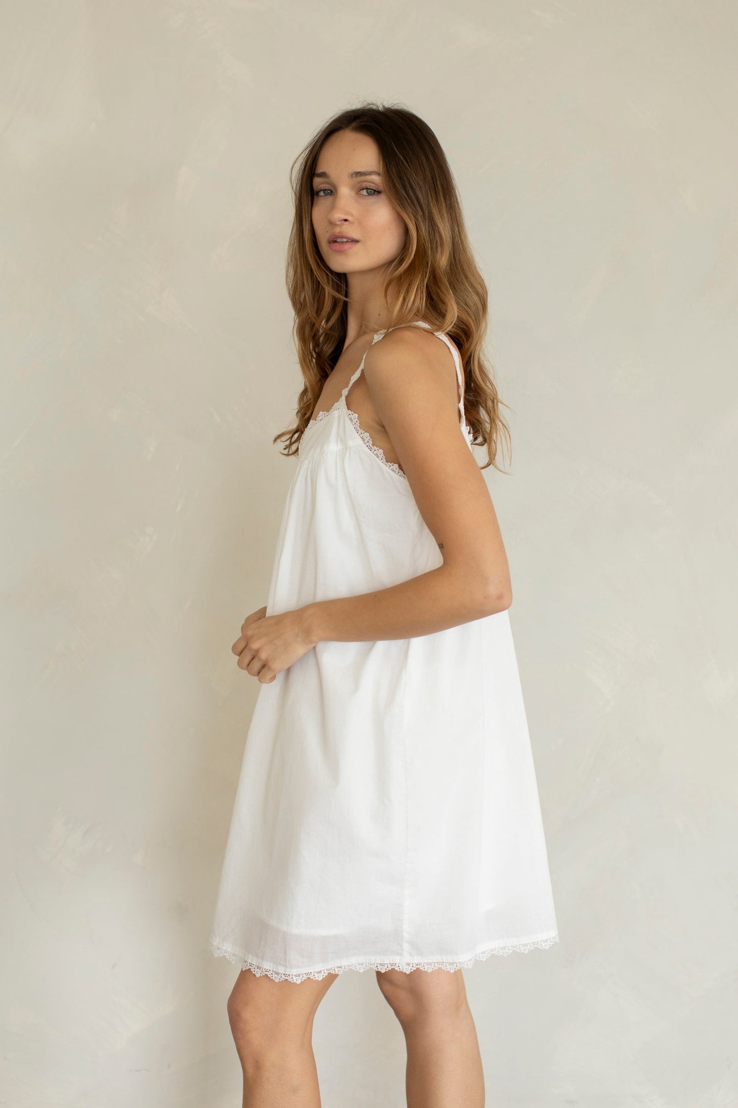 Maya Lace Trim Mini Dress