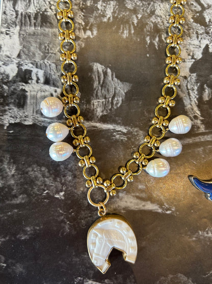 Lux & Luz Pearl Horse Gold Necklace