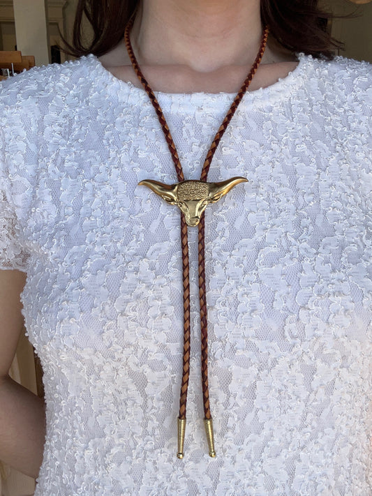 Lux & Luz Longhorn Two-Tone Leather Bolo