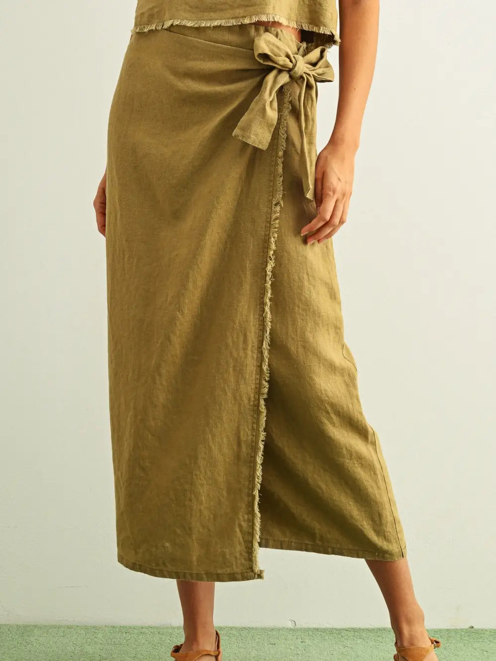 Julie Raw Hem Wrap Skirt