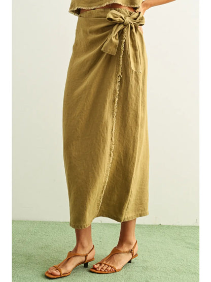 Julie Raw Hem Wrap Skirt