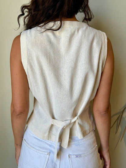 back view silk embroidered ivory vest