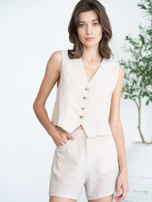 Striped Fitted Tailored Vest