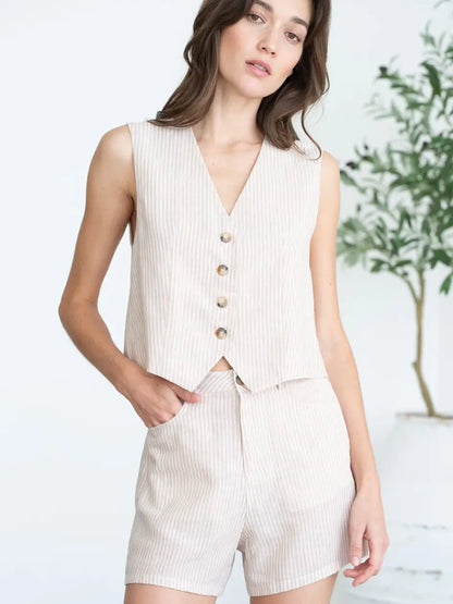 Striped Fitted Waist Shorts