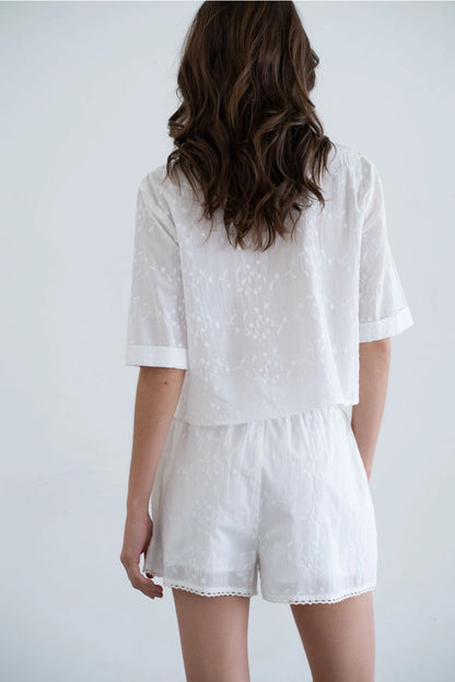 Embroidered Elastic Waist Shorts