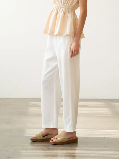 Double Draw String Detail Wide-Leg Pants