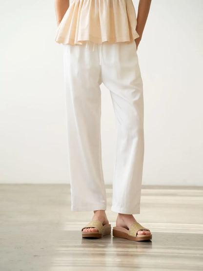 Double Draw String Detail Wide-Leg Pants